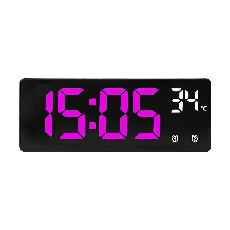 Large screen LED digital alarm clock showing time and temperature, with a thick ABS plastic case.