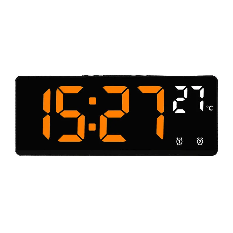 Large screen LED digital alarm clock showing time and temperature, with a thick ABS plastic case.