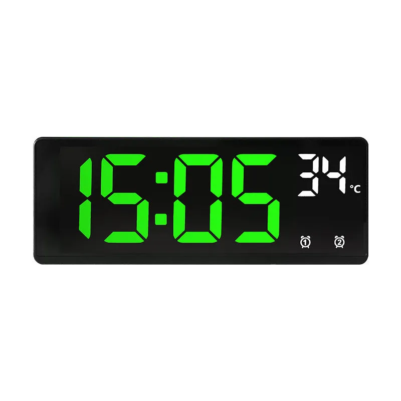 Large screen LED digital alarm clock showing time and temperature, with a thick ABS plastic case.