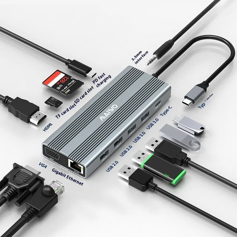 Aluminium Steam Deck docking station with six ports including HDMI, Ethernet, and USB 3.0, shown with a 15cm cable.