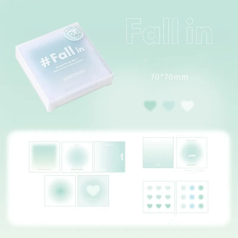 Paper brick notepad set with gradient colour sticky notes and post-it notes in blush, green, purple, and blue