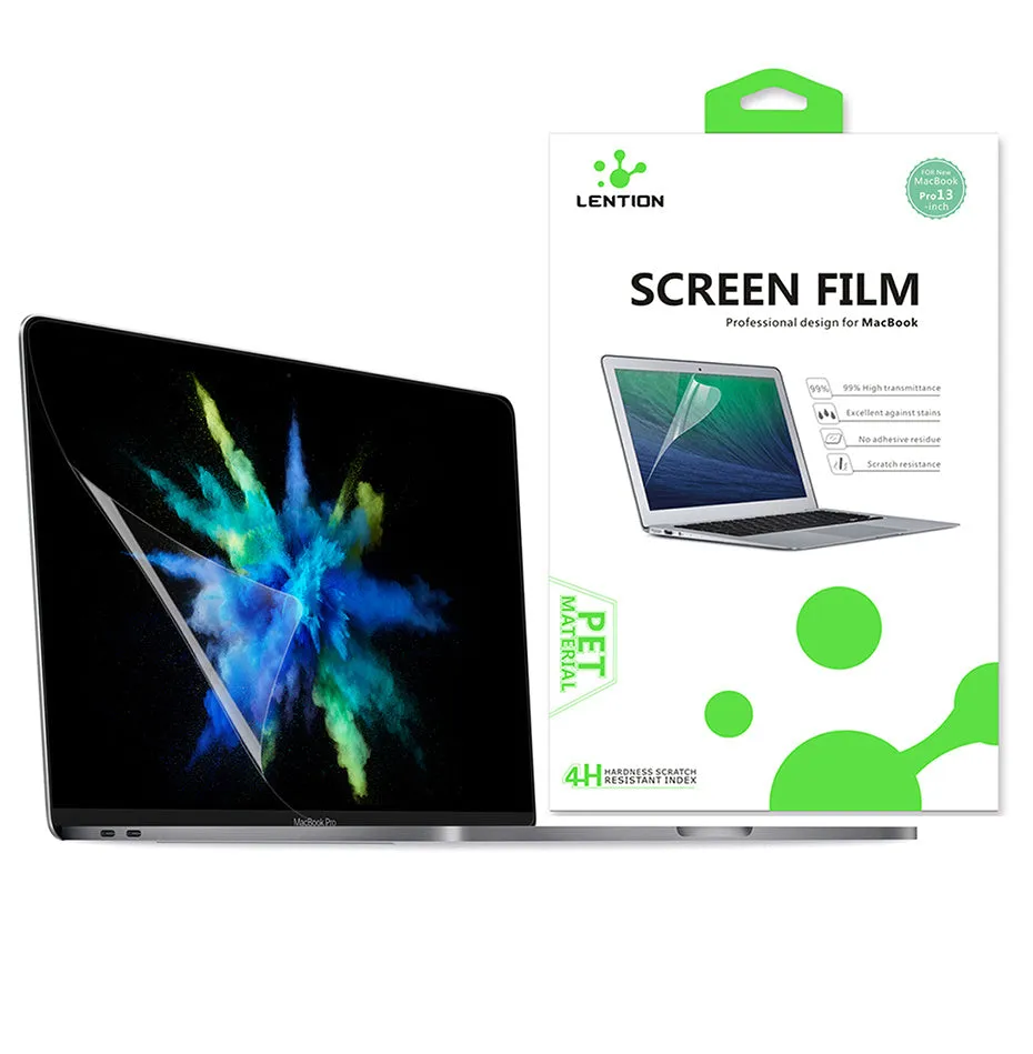 Matte anti-glare screen protector film for 13-inch MacBook Pro with installation tools.