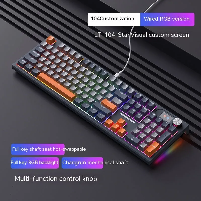 Compact bluetooth mechanical keyboard with USB-C cable on a desk