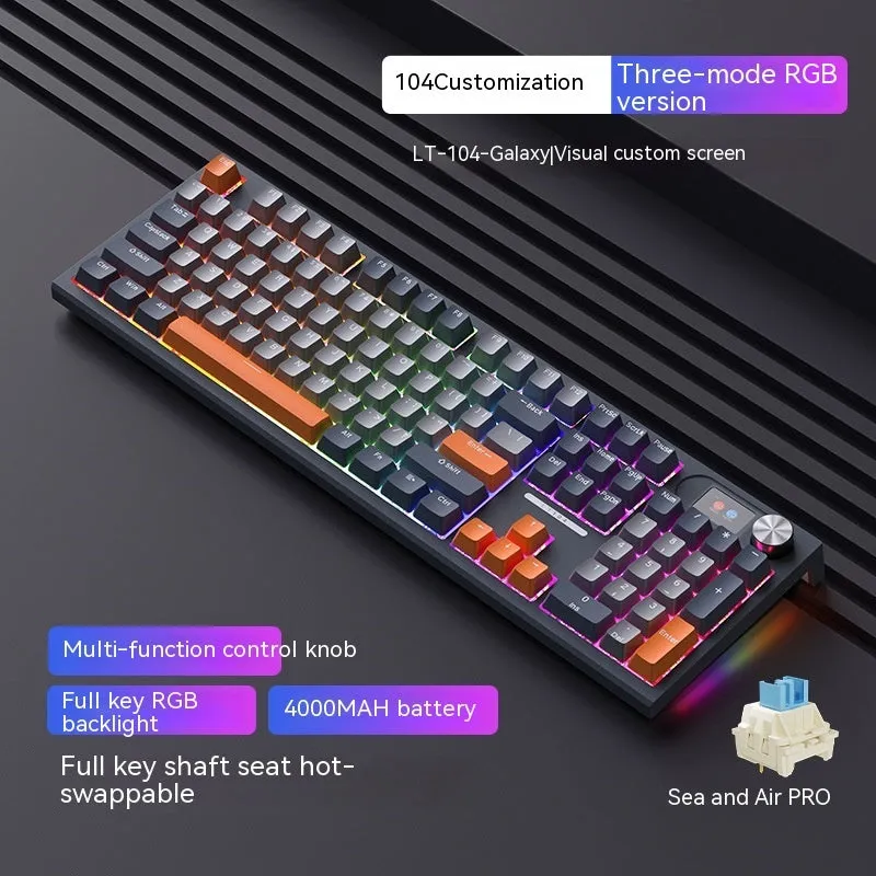 Compact bluetooth mechanical keyboard with USB-C cable on a desk
