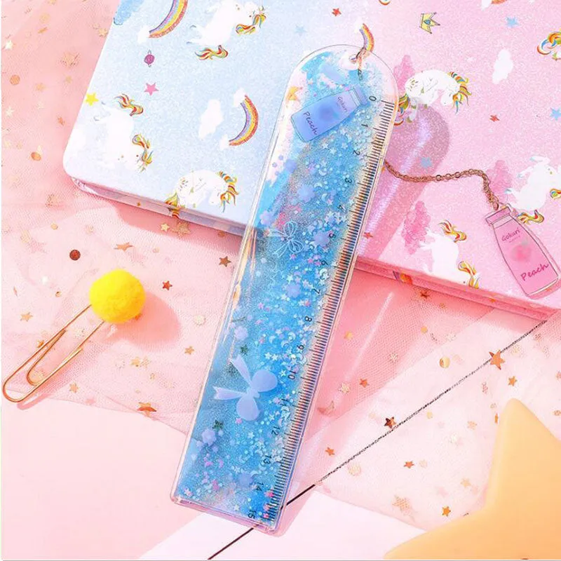 15cm clear plastic ruler with laser-cut heart design, shown in pink Cherry Blossom colour on white background.