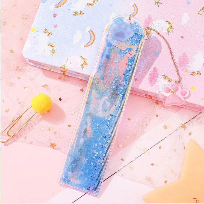 15cm clear plastic ruler with laser-cut heart design, shown in pink Cherry Blossom colour on white background.
