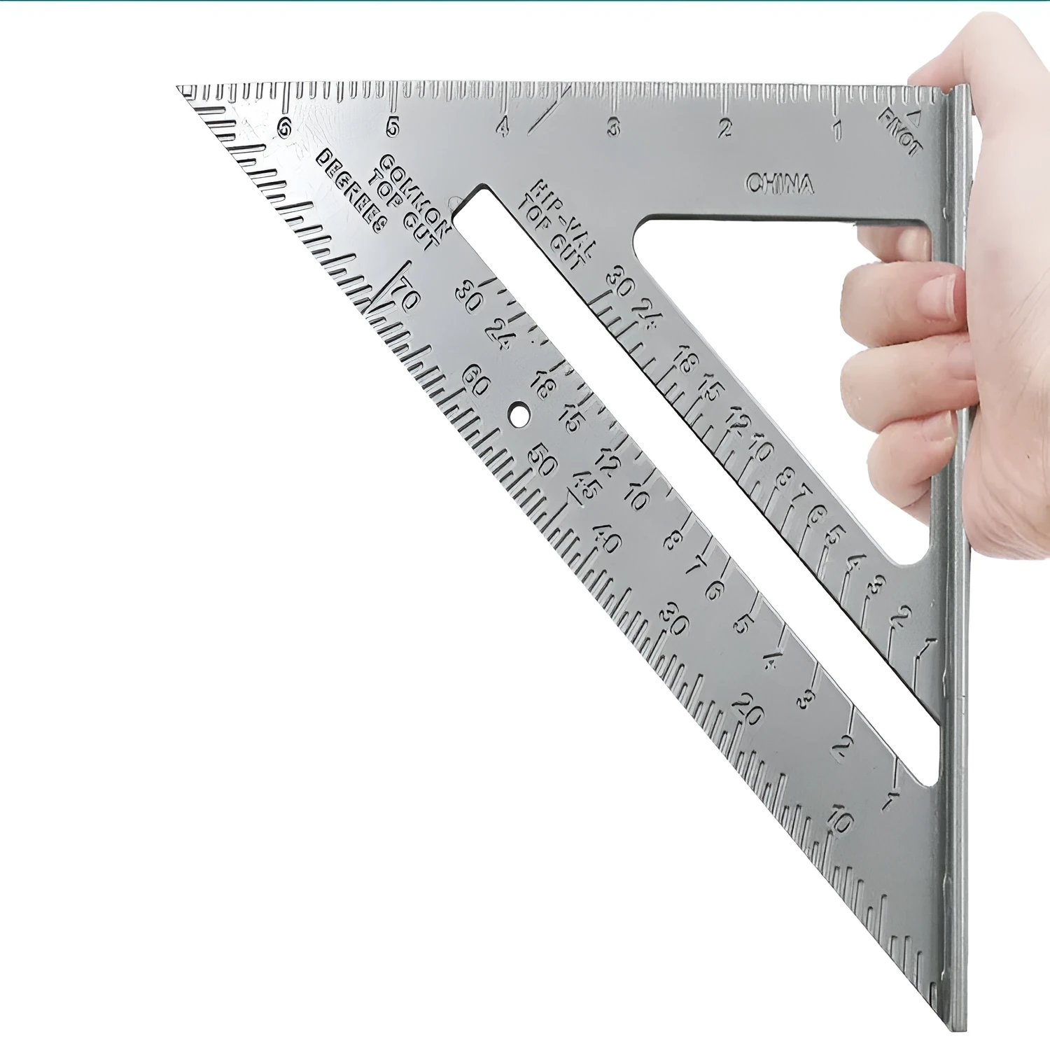 Aluminium alloy woodworking measuring square ruler with 7-inch blade in black, blue or grey