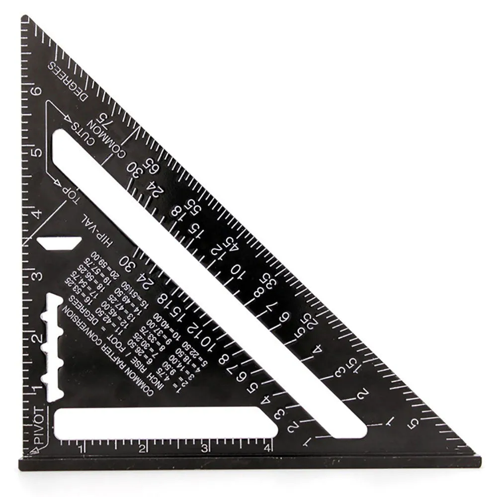Aluminium alloy woodworking measuring square ruler with 7-inch blade in black, blue or grey