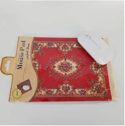 Custom square mouse pad with Dunhuang mural print, size 230x180mm, on a desk.