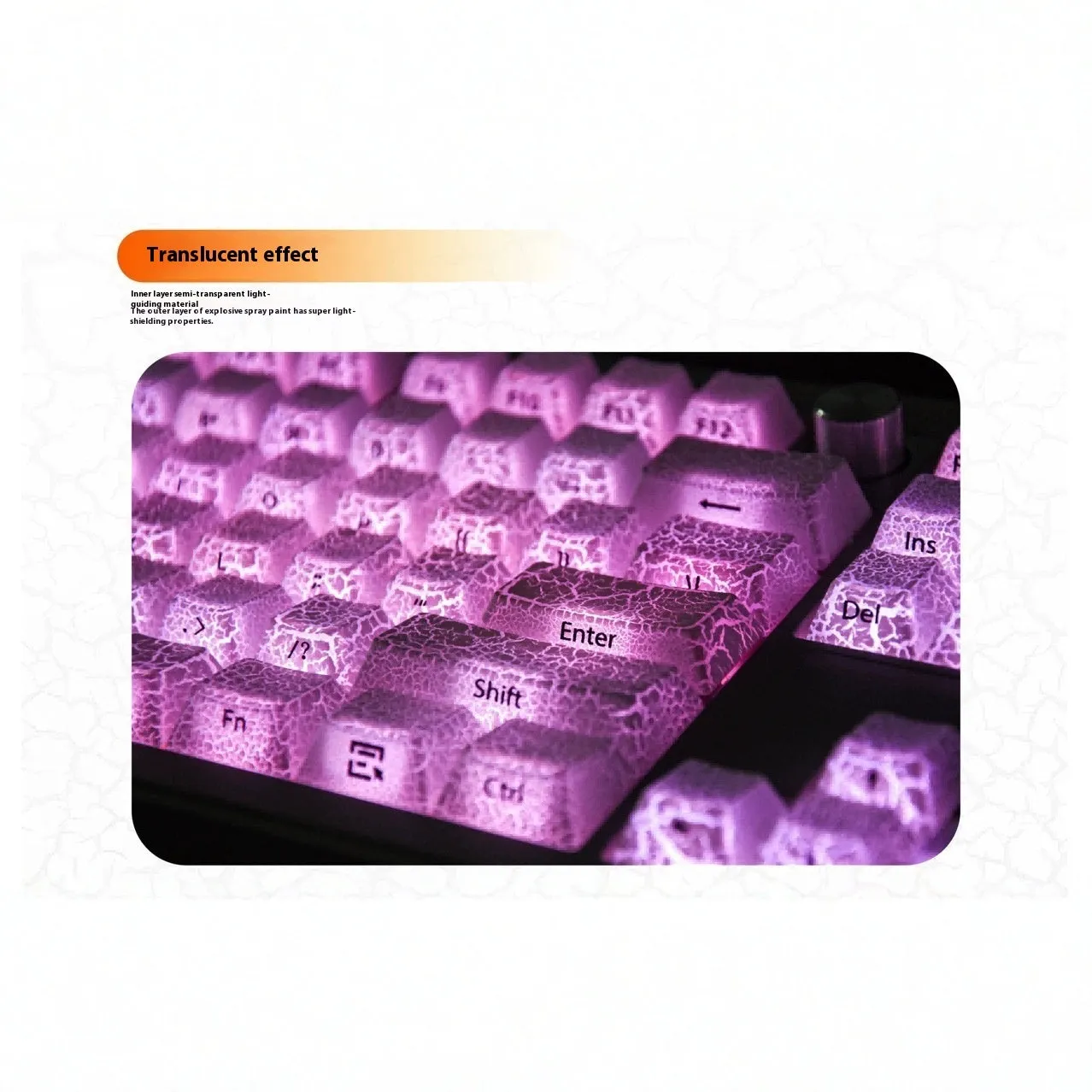 White transparent mechanical keyboard keycap set with double stitching for 123-key Qingying standard keyboards