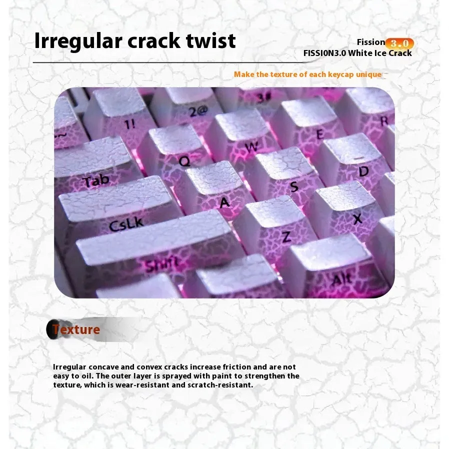 White transparent mechanical keyboard keycap set with double stitching for 123-key Qingying standard keyboards