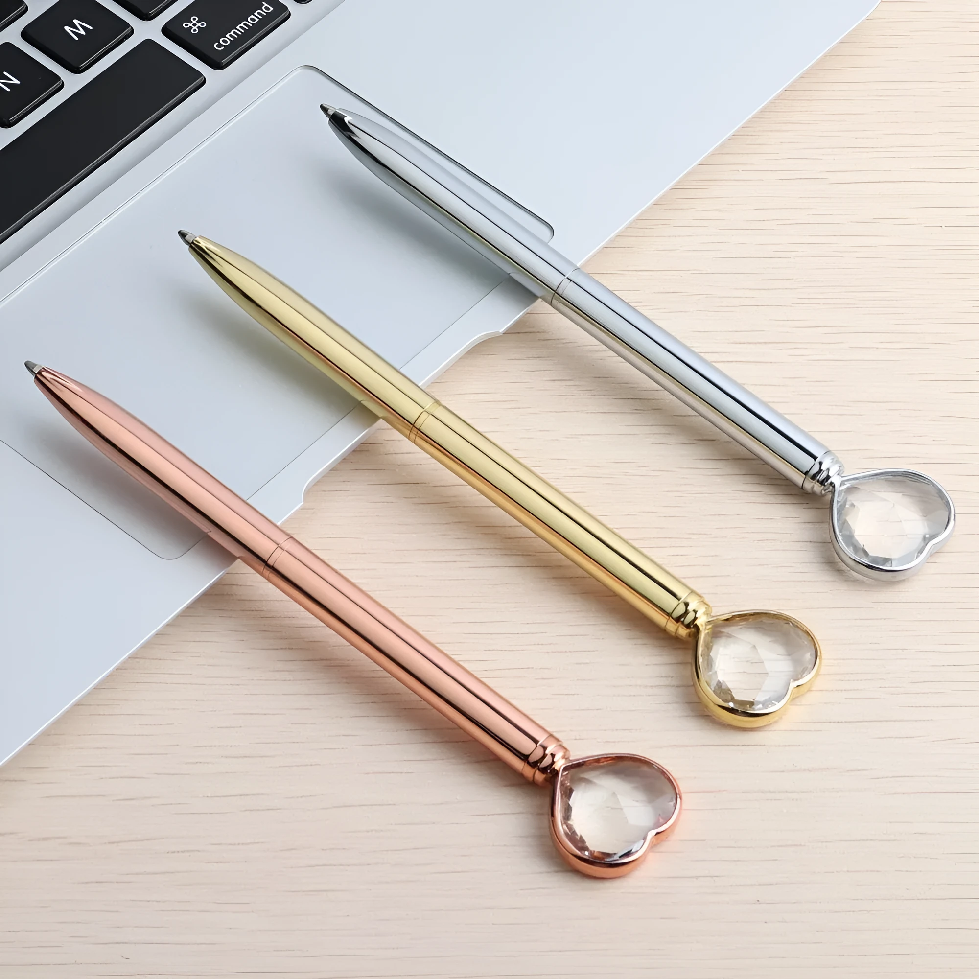 Creative Crystal Love Ball diamond metal pen in golden, rose gold, or silver colour