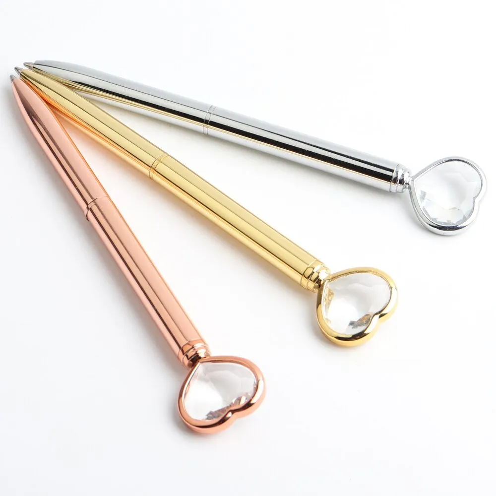 Creative Crystal Love Ball diamond metal pen in golden, rose gold, or silver colour
