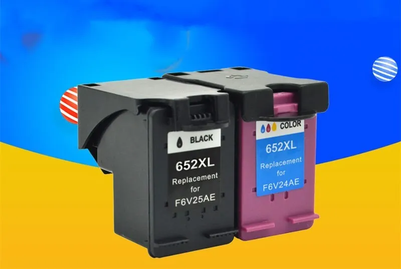 HP compatible refillable ink cartridge for Deskjet and Officejet printers, shown in black and colour variants.