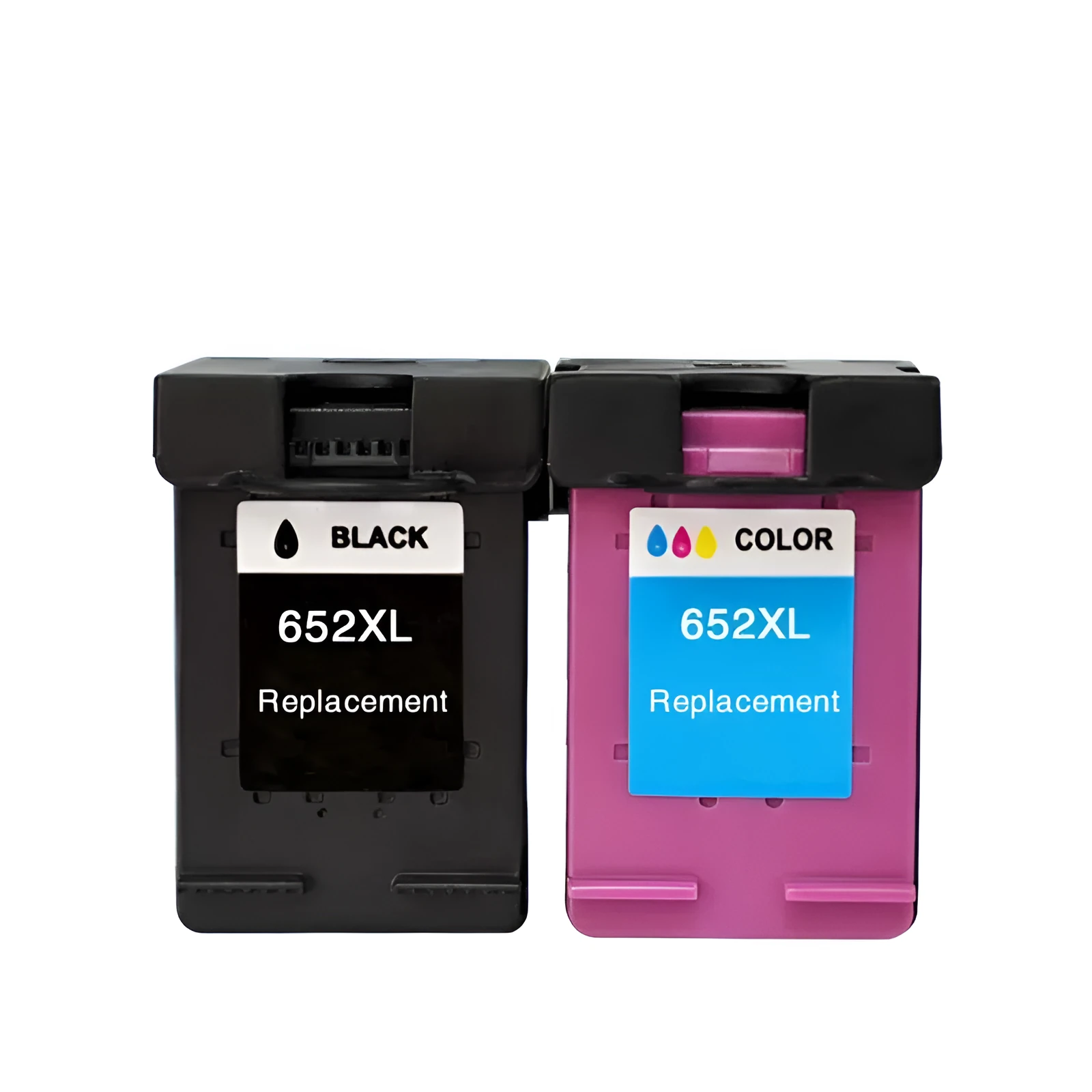 HP compatible refillable ink cartridge for Deskjet and Officejet printers, shown in black and colour variants.