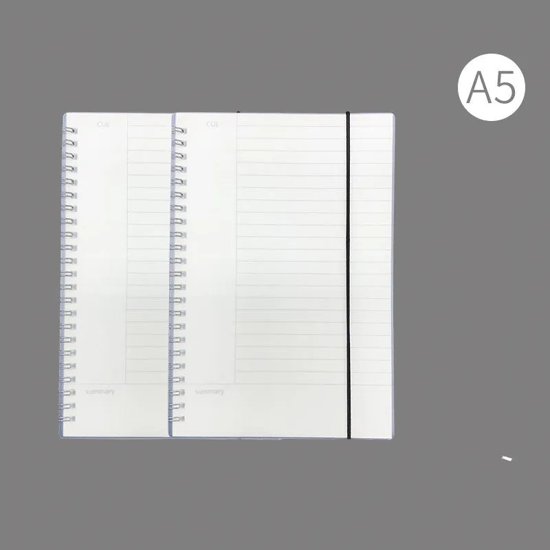 A4 hardcover notebook with PP cover in grid, line, and lattice ruling options for writing accounts.