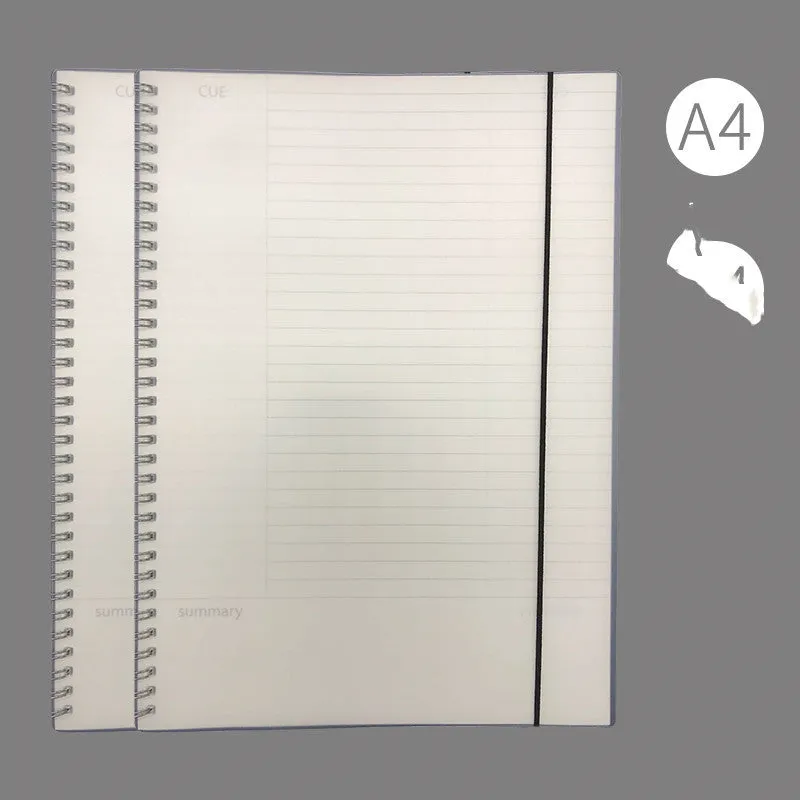 A4 hardcover notebook with PP cover in grid, line, and lattice ruling options for writing accounts.
