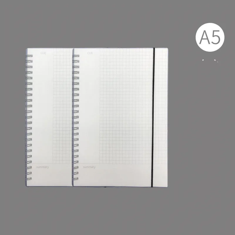 A4 hardcover notebook with PP cover in grid, line, and lattice ruling options for writing accounts.