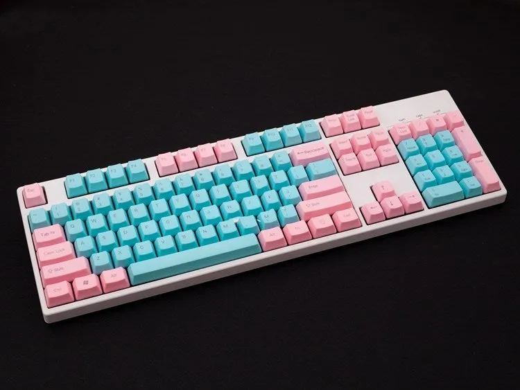 Pink PBT mechanical keyboard keycap set showing side engraving and opaque construction
