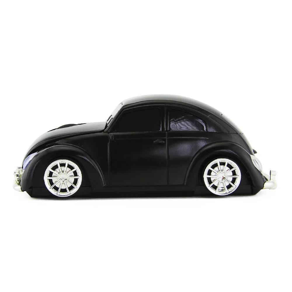 2.4g wireless optical mouse with beetle-shaped ergonomic design in black colour