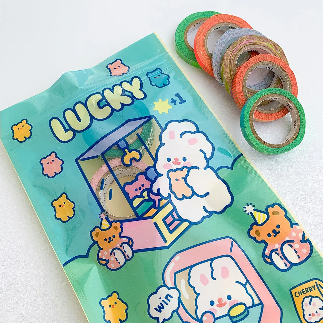 Rabbit-themed resealable plastic packaging bag in rectangle shape, showing one of four design options.