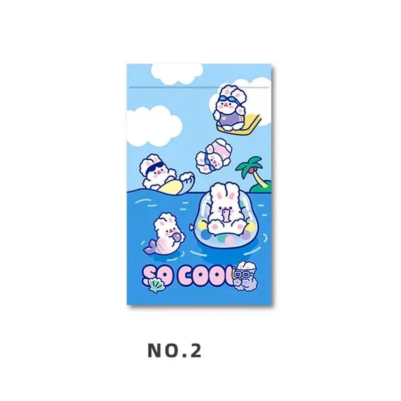 Rabbit-themed resealable plastic packaging bag in rectangle shape, showing one of four design options.