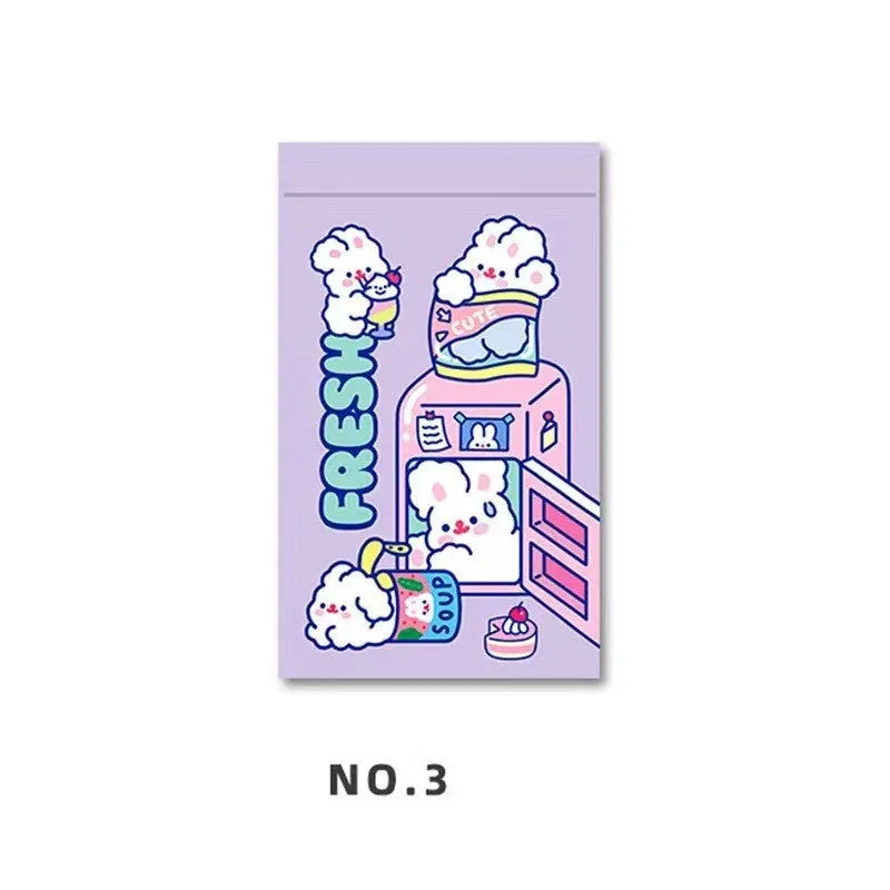 Rabbit-themed resealable plastic packaging bag in rectangle shape, showing one of four design options.