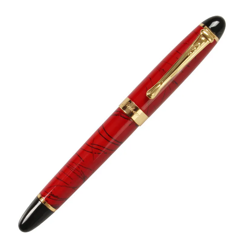 Metal water-based pen with 0.5mm fine nib showing seven colour variations including marble blue and dark green