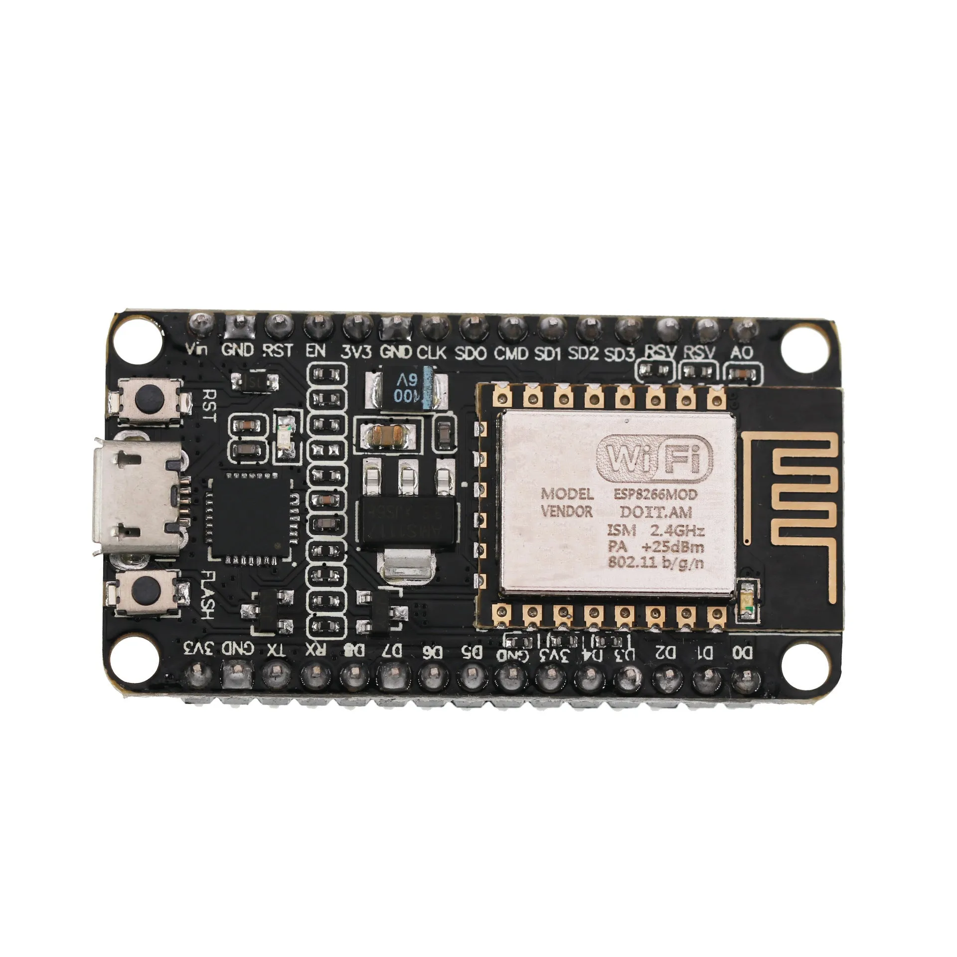 NodeMcu Lua WIFI Development Board featuring ESP8266 microcontroller with CH340G USB interface chip