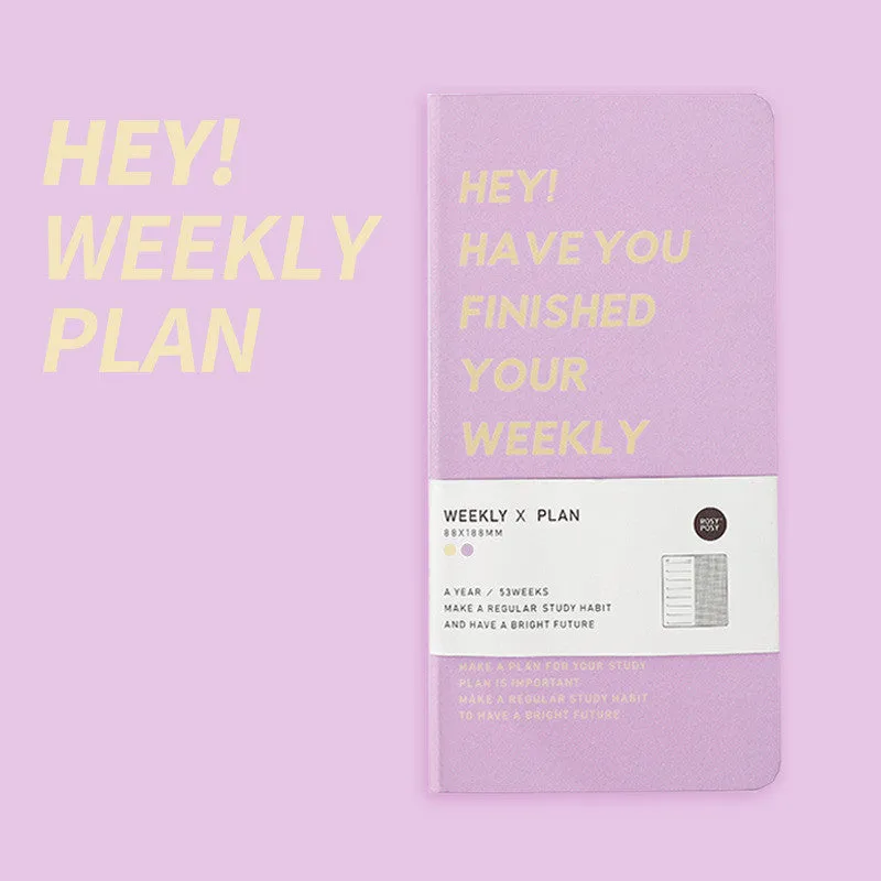 A5 weekly plan diary handbook for 2024 with 100 pages in blue, brown, green, and purple colours