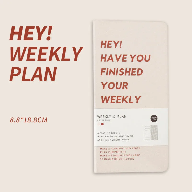 A5 weekly plan diary handbook for 2024 with 100 pages in blue, brown, green, and purple colours