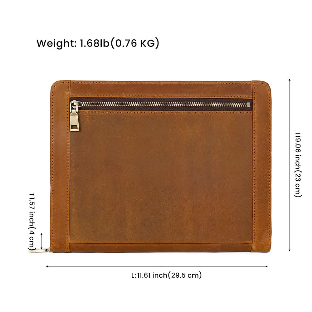 Genuine cowhide leather computer protective case with organisational compartments.