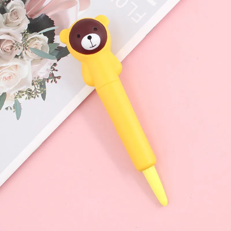 Cartoon-themed soft vent pen with 0.5mm gel tip compatible with iPhone models