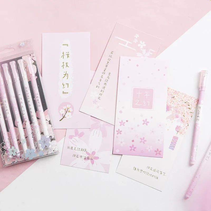 Sakura black gel pen six-piece set with 0.5mm needle-tube refills