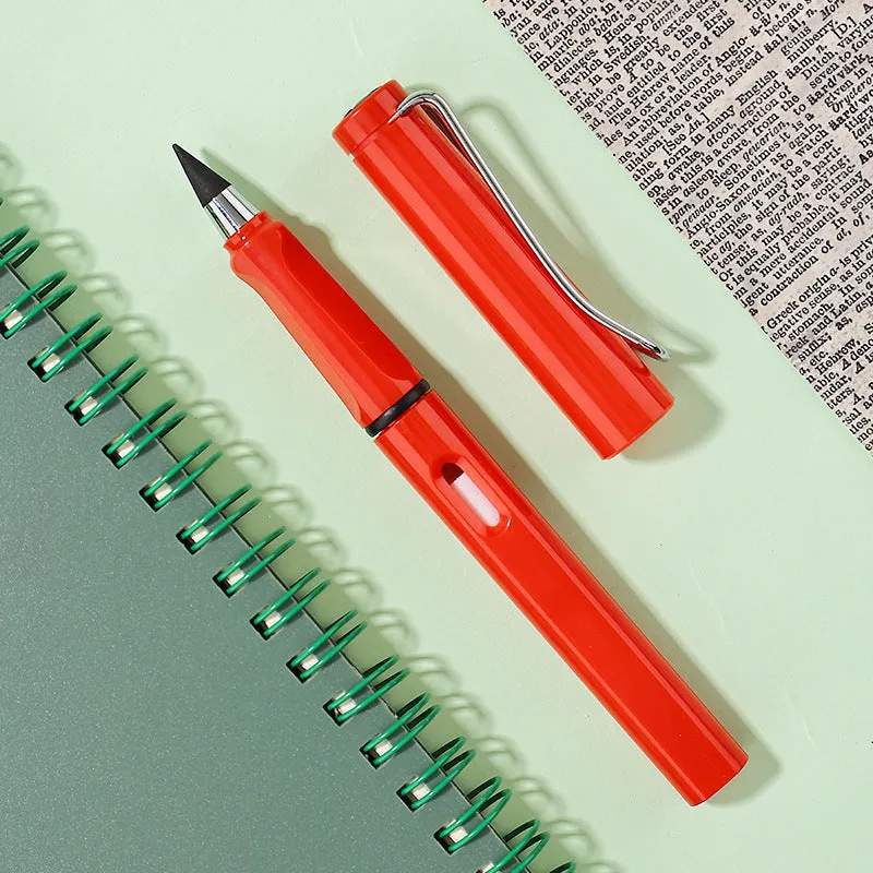Inkless perpetual student pen with plastic shell and cartoon decoration in various lead colours