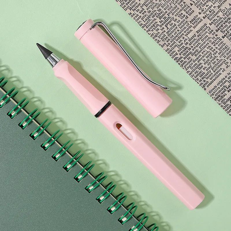 Inkless perpetual student pen with plastic shell and cartoon decoration in various lead colours