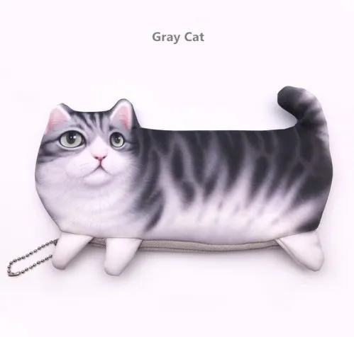 Cute cat design 3D printed makeup case travel organiser cosmetic bag