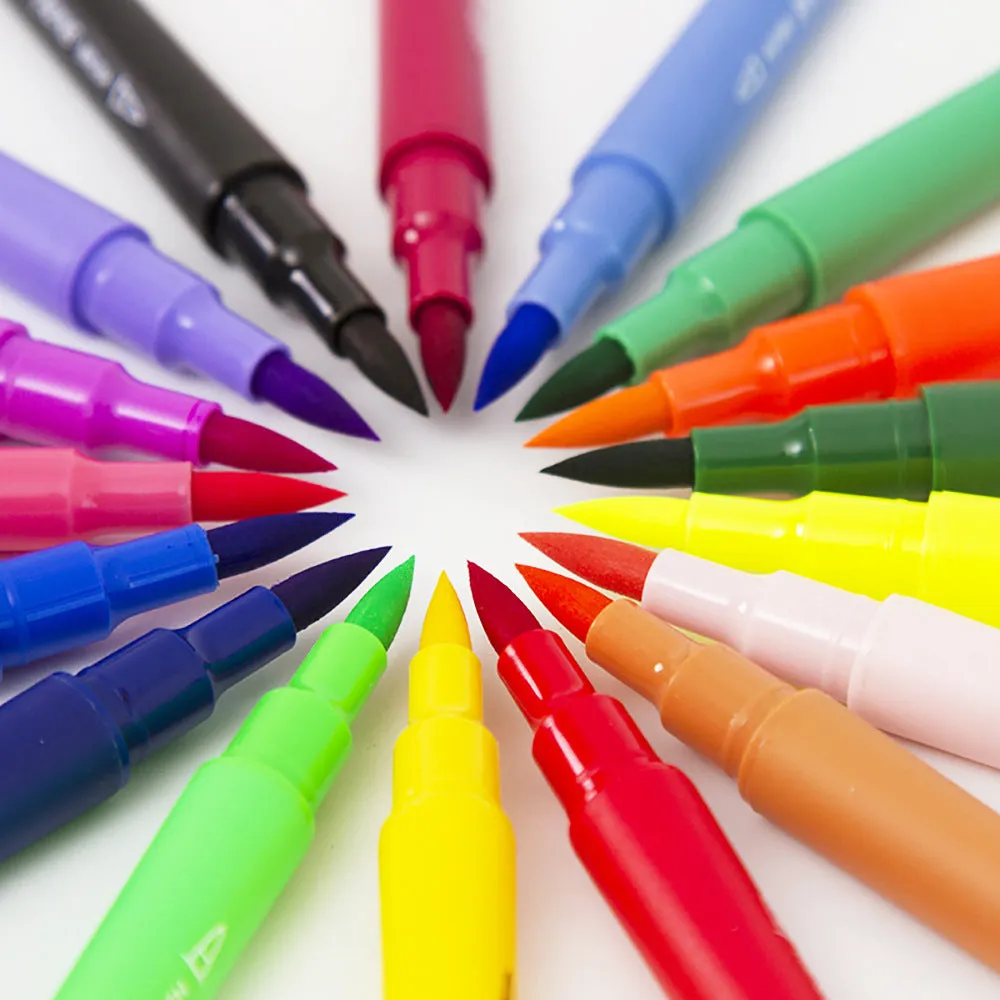 Set of 48 double-ended soft-tip watercolour pens in a polypropylene box