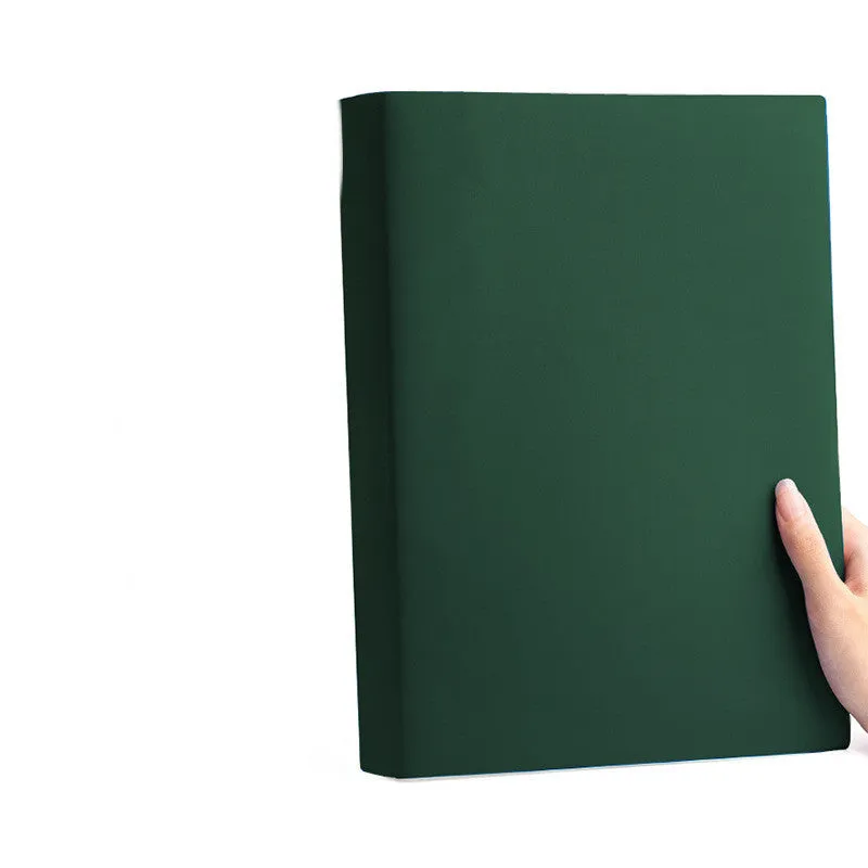 Soft leather A4 notebook with imitation leather cover in multiple colours showing different page style options