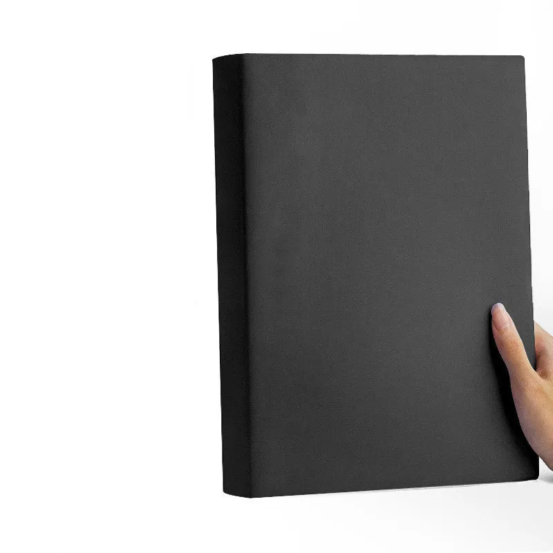 Soft leather A4 notebook with imitation leather cover in multiple colours showing different page style options