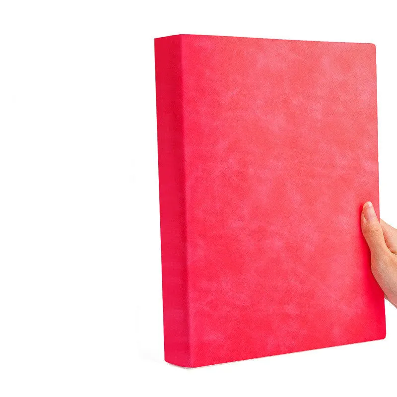 Soft leather A4 notebook with imitation leather cover in multiple colours showing different page style options