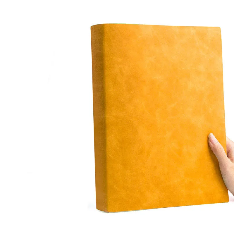 Soft leather A4 notebook with imitation leather cover in multiple colours showing different page style options