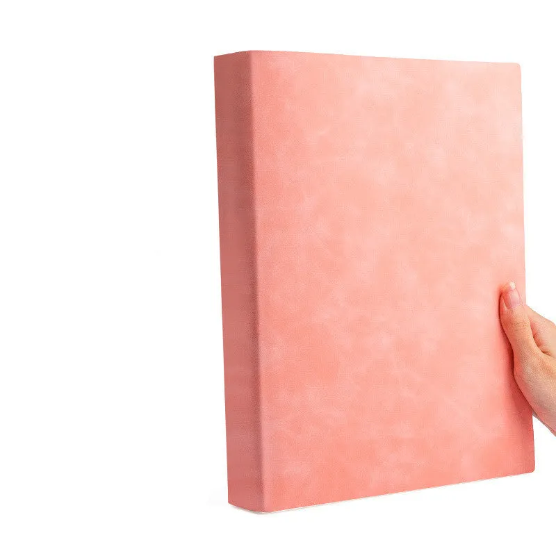 Soft leather A4 notebook with imitation leather cover in multiple colours showing different page style options