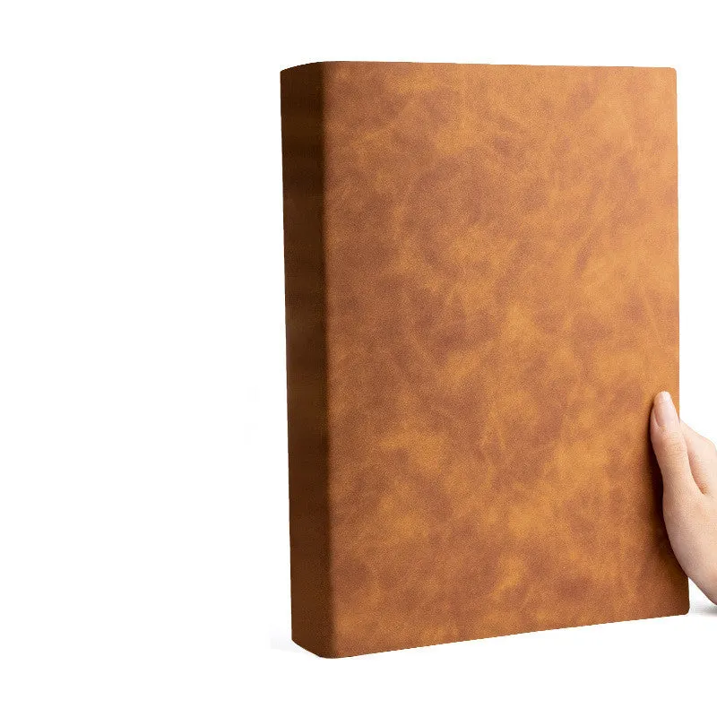 Soft leather A4 notebook with imitation leather cover in multiple colours showing different page style options