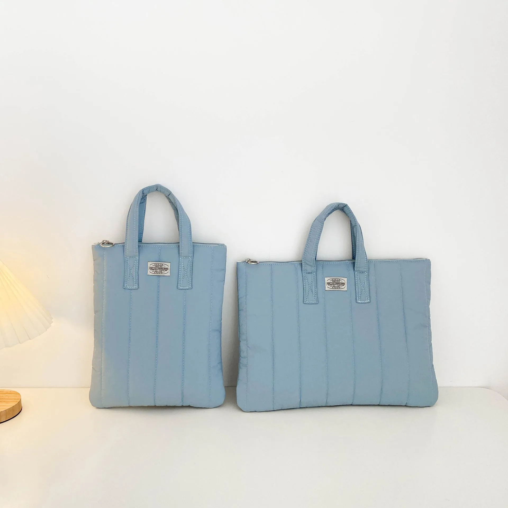 Polyester laptop briefcase in milky white, black, matcha or sky blue for 11-inch to 15.6-inch devices