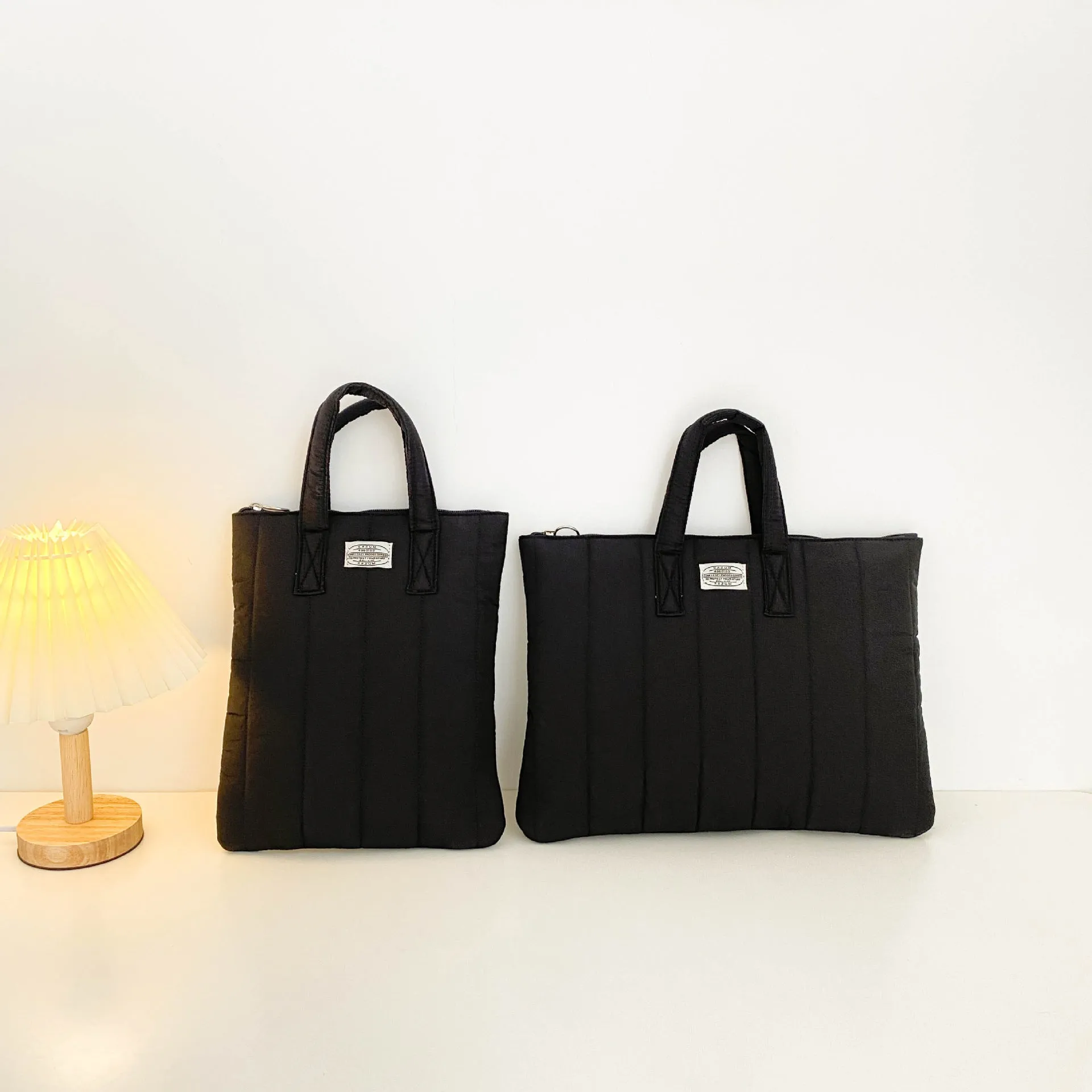Polyester laptop briefcase in milky white, black, matcha or sky blue for 11-inch to 15.6-inch devices