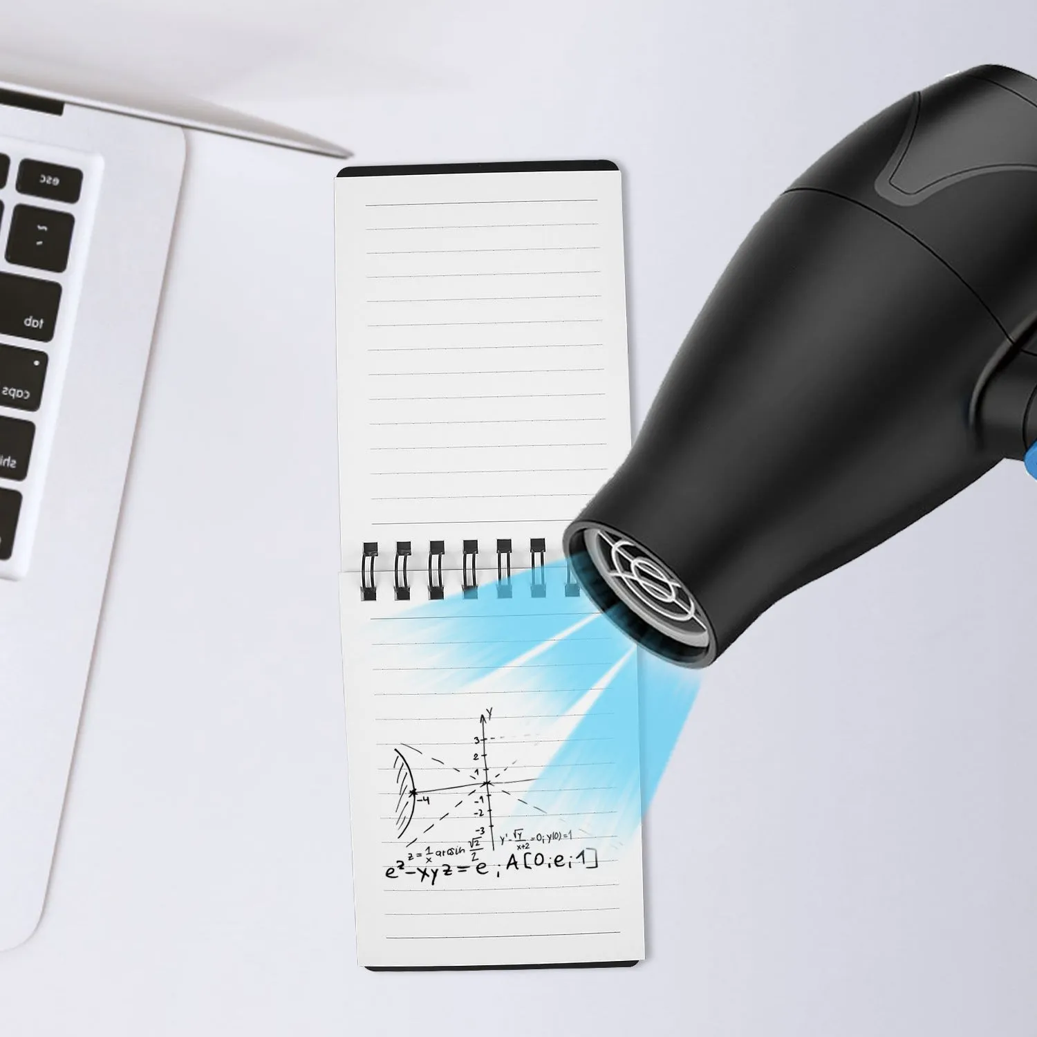 Spiral bound black business notepad with pen on 105x75mm environmentally friendly paper