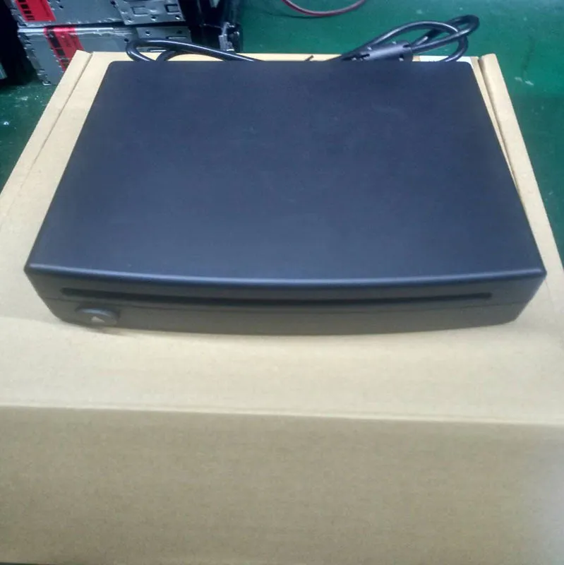Black Android car suction mount for dashboard, showing USB connection and compact design.