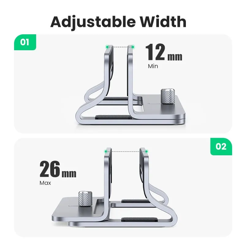 Silver aluminium alloy computer bracket with adjustable width for heat sink mounting
