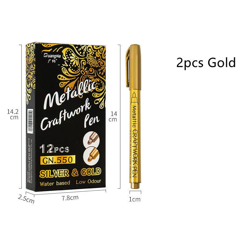 14cm metal paint pen with plastic shell and gold silver refills for craft projects